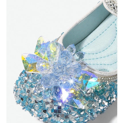 Girls Birthday Dress Pumps Glitter Sequins Princess Flower Faux Leather Heels