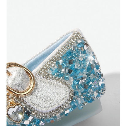 Girls Birthday Dress Pumps Glitter Sequins Princess Flower Faux Leather Heels