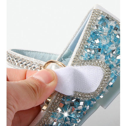 Girls Birthday Dress Pumps Glitter Sequins Princess Flower Faux Leather Heels