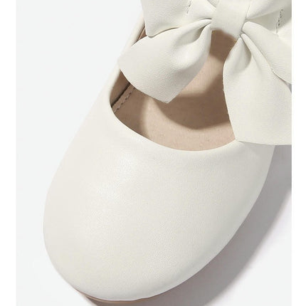 Girls Vintage Faux Leather Shoes Classy Bowknot Princess Dress Wedding Party Shoes