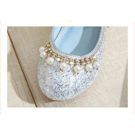 Girl Dance Rhinestone Little Heels Glitter Dress Princess Faux Leather Shoes