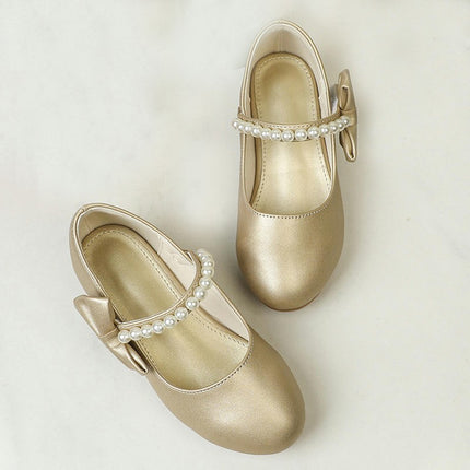 Girls Butterfly Knot Princess Dance Shoes Faux Leather Shoes for Wedding Party