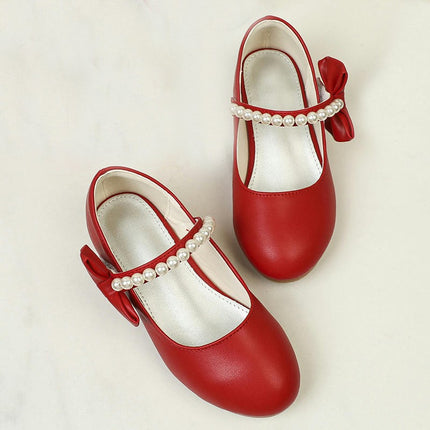 Girls Butterfly Knot Princess Dance Shoes Faux Leather Shoes for Wedding Party