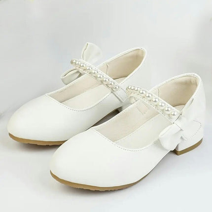 Girls Butterfly Knot Princess Dance Shoes Faux Leather Shoes for Wedding Party