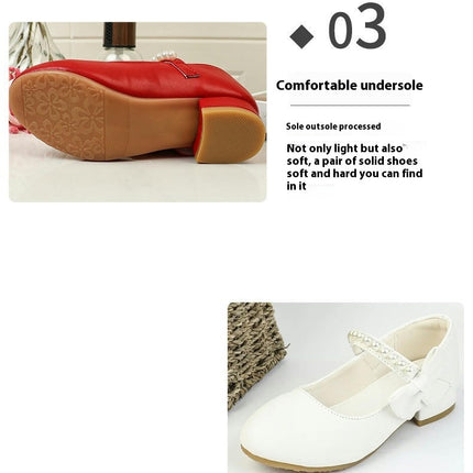 Girls Butterfly Knot Princess Dance Shoes Faux Leather Shoes for Wedding Party