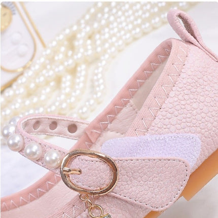 Fashion Girls Casual Shoes Cute Bow Pearls Velcro Faux Leather Shoes