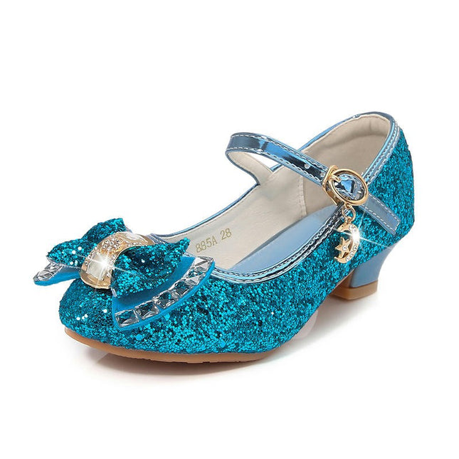 Fashion Lightweight Girls Princess Shoes Bow Crystal Faux Leather Shoes