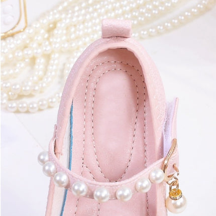 Fashion Girls Casual Shoes Cute Bow Pearls Velcro Faux Leather Shoes