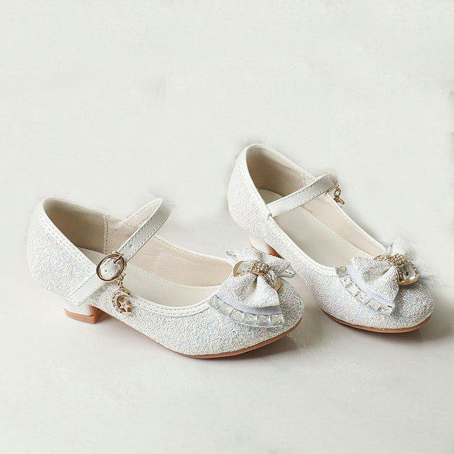 Fashion Lightweight Girls Princess Shoes Bow Crystal Faux Leather Shoes 1