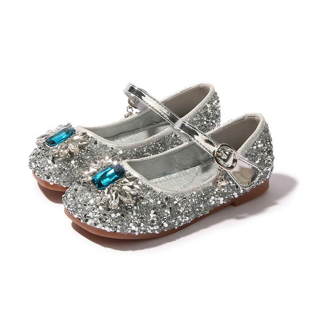 Fashion Girls Dance Faux Leather Shoes Performance Princess Rhinestone Shoes