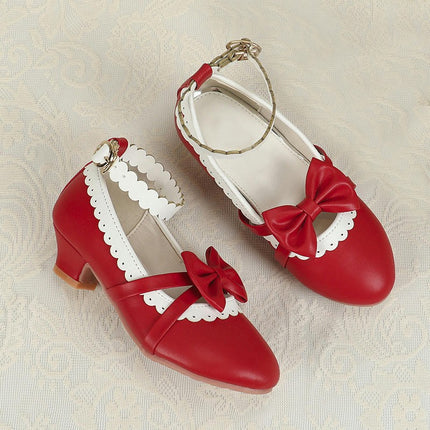 Faux Leather Shoes for Girls Wedding Party High Heel Flower Girl Shoes
