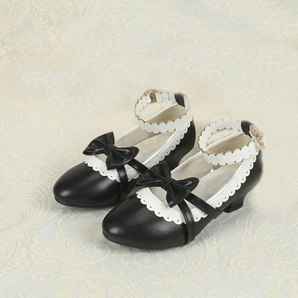 Faux Leather Shoes for Girls Wedding Party High Heel Flower Girl Shoes