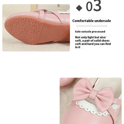 Faux Leather Shoes for Girls Wedding Party High Heel Flower Girl Shoes