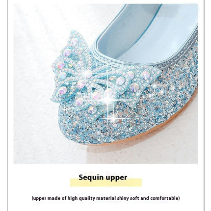 Girls Princess Bow Knot Pearl Faux Leather Dance Performance Shoes