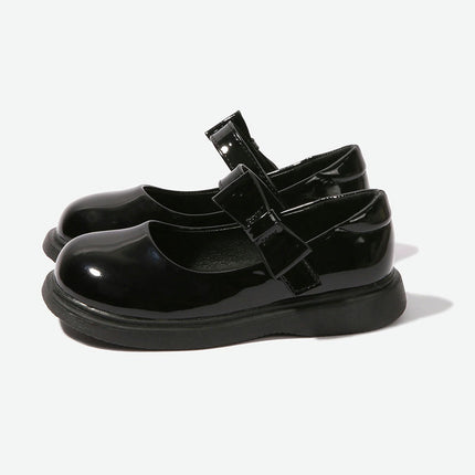 Girls Faux Leather Shoes Bow Knot Dance Performance Princess Shoes