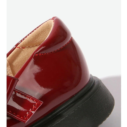 Girls Faux Leather Shoes Bow Knot Dance Performance Princess Shoes