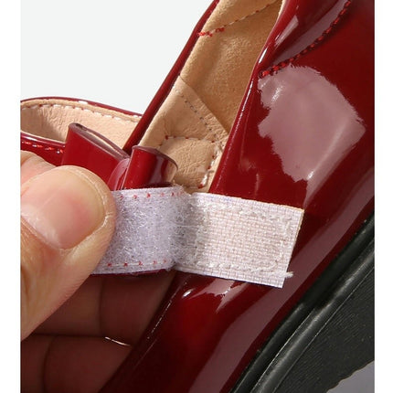 Girls Faux Leather Shoes Bow Knot Dance Performance Princess Shoes