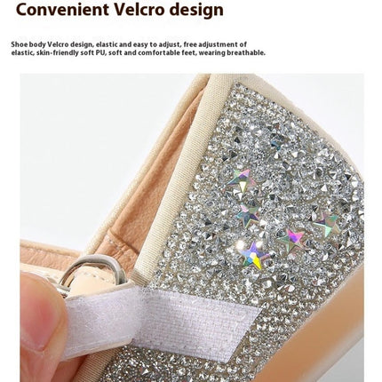 Girls Lightweight Faux Leather Shoes Crystal Princess Dress Sparkle Glitter Shoes