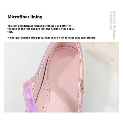 Girls Faux Leather Shoes With Shiny Crystal Princess Shoes Dance Show Princess