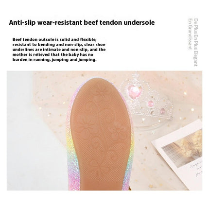Girls Faux Leather Shoes With Shiny Crystal Princess Shoes Dance Show Princess