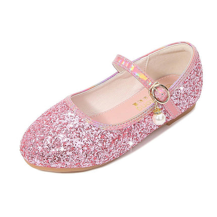 Girls Princess Shoes Sparkle Dance Party Flower Girl Faux Leather Shoes
