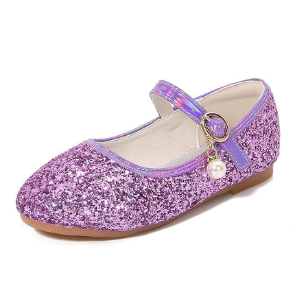 Girls Princess Shoes Sparkle Dance Party Flower Girl Faux Leather Shoes 1