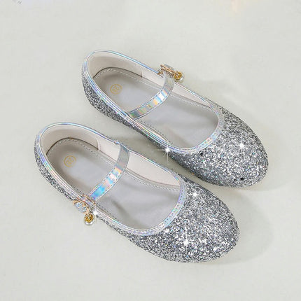 Girls Princess Shoes Sparkle Dance Party Flower Girl Faux Leather Shoes