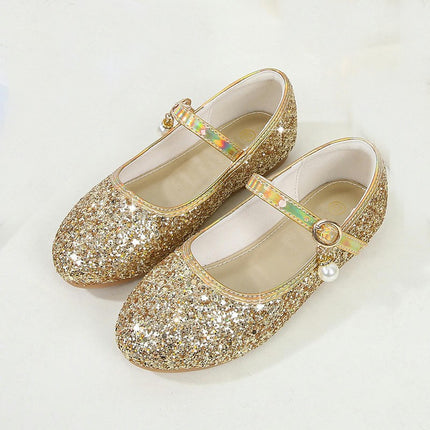 Girls Princess Shoes Sparkle Dance Party Flower Girl Faux Leather Shoes