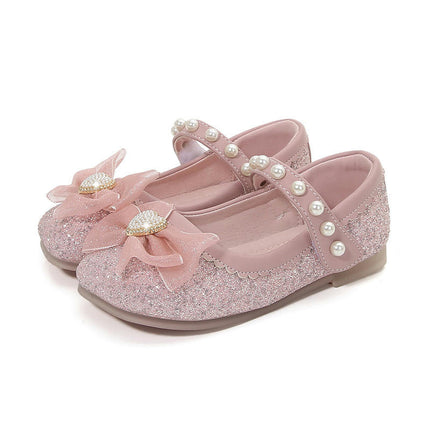 Toddler Girls Dress Children Princess Shoes Bow Knot Faux Leather Shoes