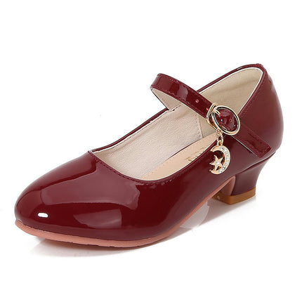 Girls Faux Leather Shoes for Little Big Girl Princess Wedding Party Pumps