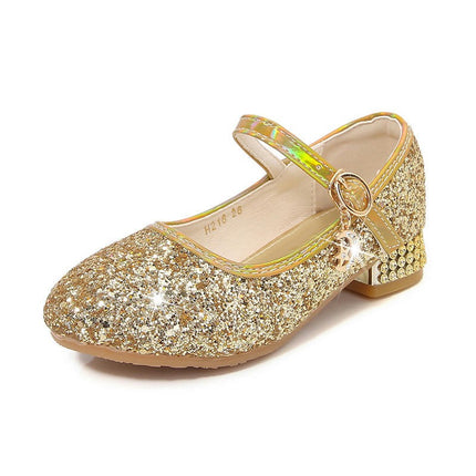 Girls Stage High Heel Dance Performance Princess Faux Leather Shoes