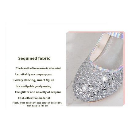 Girls Stage High Heel Dance Performance Princess Faux Leather Shoes