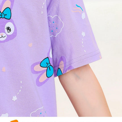 Children's Pajamas Cotton Short Sleeve 2-piece Set-Girls Cartoon Home Clothes Set