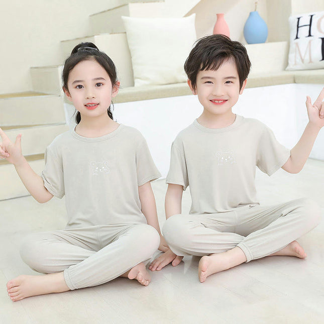 Children's Pajamas Modal Short Sleeve Set-Boys and Girls Home Clothes Trousers Set