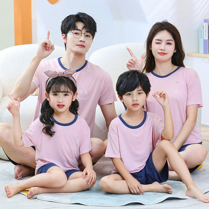Family Pajama Set - Solid Color Splicing 2-piece Pajamas, Dad/Mom/Son/Daughter/Holiday Pajamas