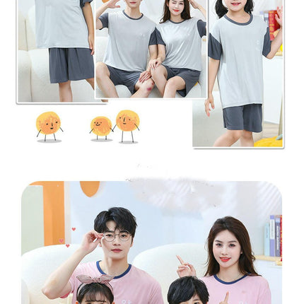 Family Pajama Set - Solid Color Splicing 2-piece Pajamas, Dad/Mom/Son/Daughter/Holiday Pajamas