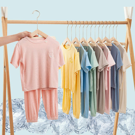 Boys and Girls Pajamas 2-piece Set Summer Modal Short-Sleeved Trousers Home Clothes Set