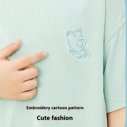 Boys and Girls Pajamas 2-piece Set Summer Modal Short-Sleeved Trousers Home Clothes Set