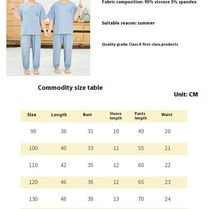 Boys and Girls Pajamas 2-piece Set Summer Modal Short-Sleeved Trousers Home Clothes Set