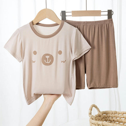 Modal Children's Pajamas 2-piece Summer Short-Sleeved Shorts Air-conditioning Home Clothes Suit