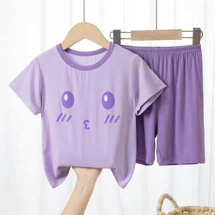 Modal Children's Pajamas 2-piece Summer Short-Sleeved Shorts Air-conditioning Home Clothes Suit