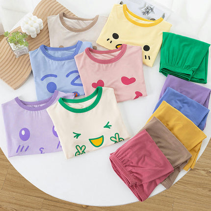 Modal Children's Pajamas 2-piece Summer Short-Sleeved Shorts Air-conditioning Home Clothes Suit