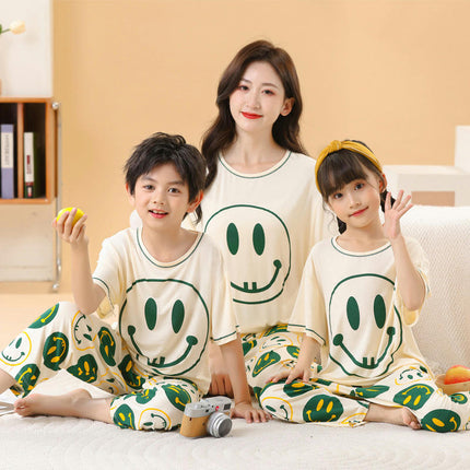 Family Pajama Set-Summer Modal Cotton Home Clothes Short Sleeve Long Pants Set