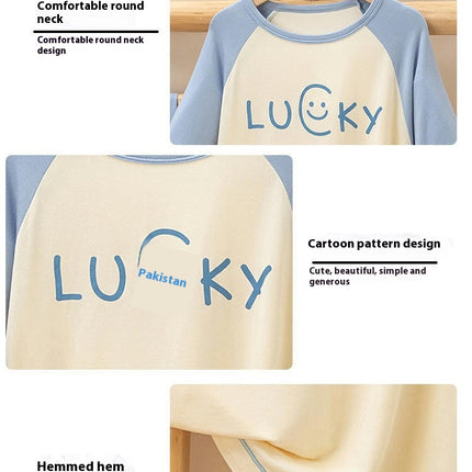 Family Pajama Set-Summer Modal Cotton Home Clothes Short Sleeve Long Pants Set