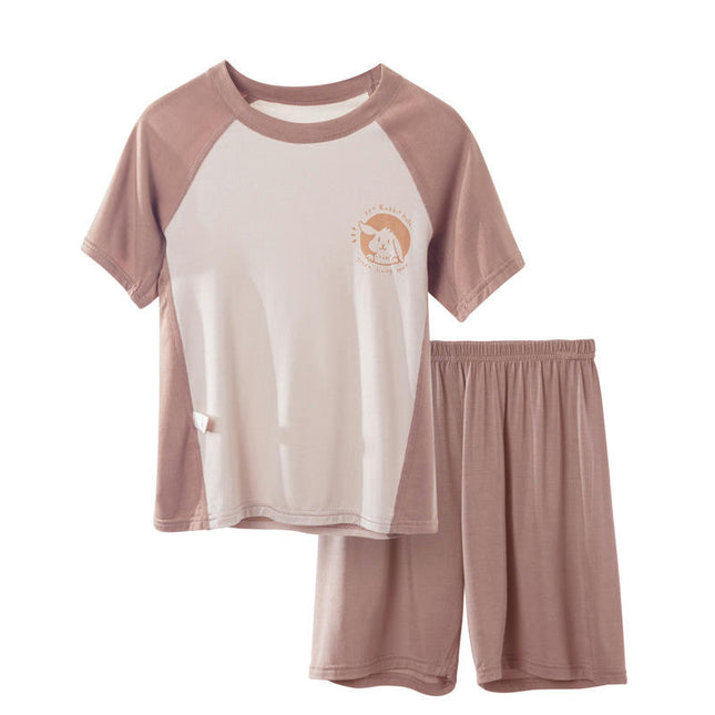 Children's Modal Pajamas 2-piece Set - Short Sleeve Shorts/Long Pants Home Clothes Set