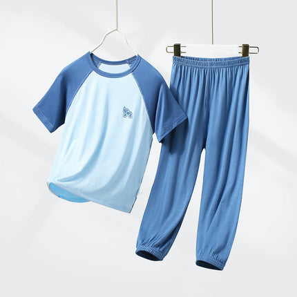 Children's Modal Pajamas 2-piece Set - Short-sleeved and Long Pants Set for Boys and Girls