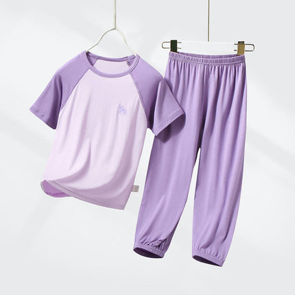 Children's Modal Pajamas 2-piece Set - Short-sleeved and Long Pants Set for Boys and Girls