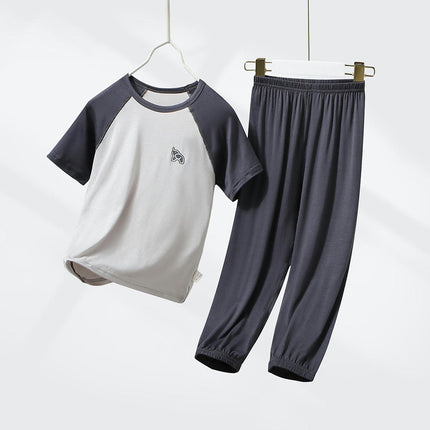 Children's Modal Pajamas 2-piece Set - Short-sleeved and Long Pants Set for Boys and Girls