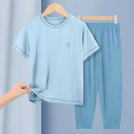 Children's Modal Three-quarter Sleeve Pajama Set - Loose House Clothes for Middle and Large Children