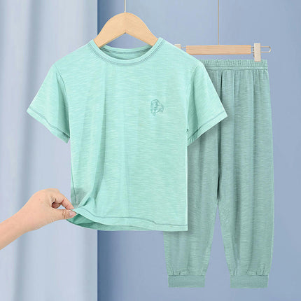 Children's Modal Three-quarter Sleeve Pajama Set - Loose House Clothes for Middle and Large Children